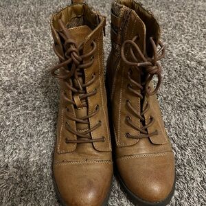 Brown Lace-Up Ankle Boots Size 10